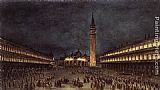 Guardi Paintings - Nighttime Procession in Piazza San Marco by Francesco Guardi